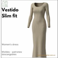 Ref 1135 Vestido slim fit cuello U