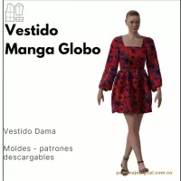 Ref 1153 Vestido Manga Globo