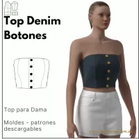 Ref 1205 Top Denim Botones